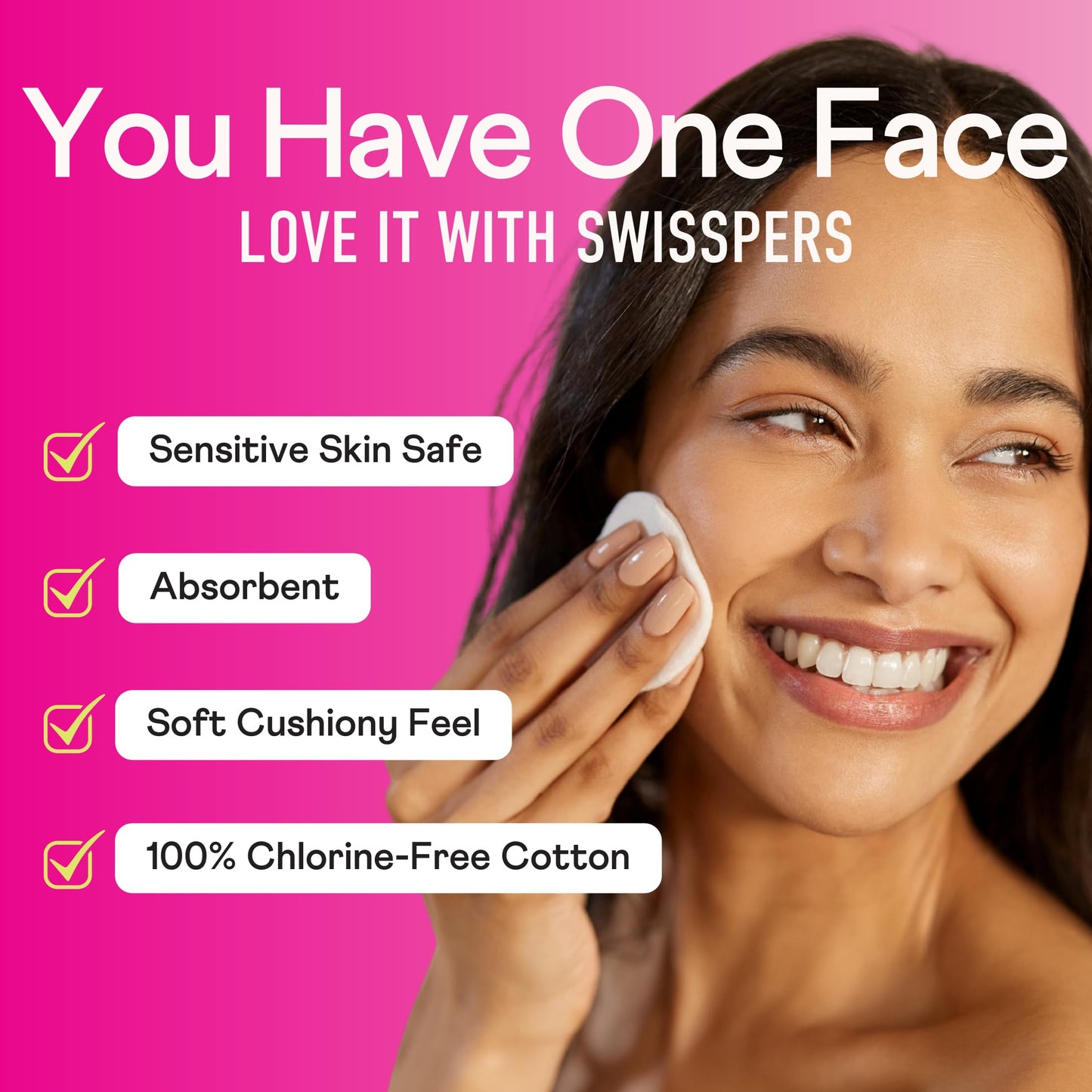Swisspers Premium Cotton Rounds, Dual Sided Pads - 100 Pads (Pack of 3) - 100% Pure Chlorine-Free Cotton, Hypoallergenic & Dermotologist Tested Beauty and Personal Care Swisspers