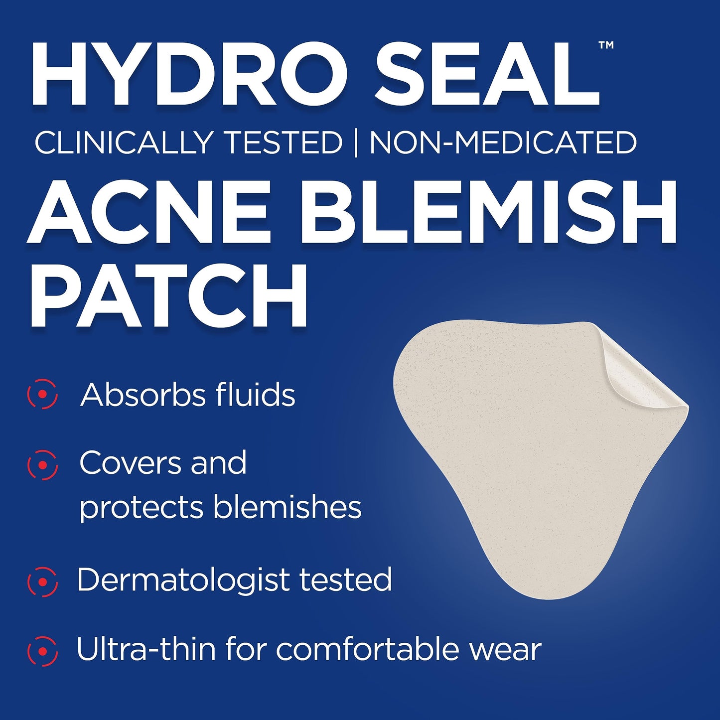 Band-Aid Brand Hydro Seal Acne Patches for Face, Non-Medicated Acne Blemish Patch Absorbs Fluids & Provides a Protective Healing Environment