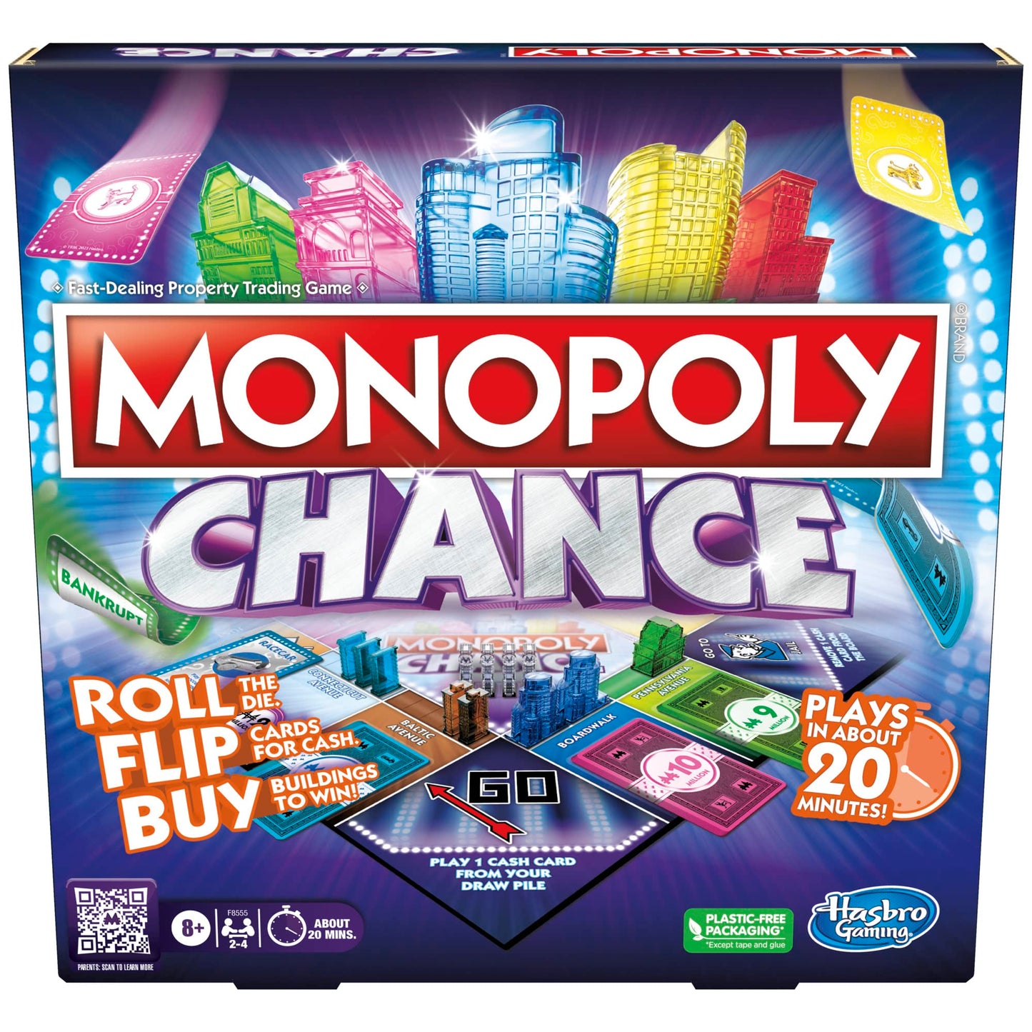 Monopoly Chance Board Game for Adults and Kids | Fast-Paced Family Party Game | Ages 8+ | 2-4 Players | 20 Mins. Average (Amazon Exclusive)