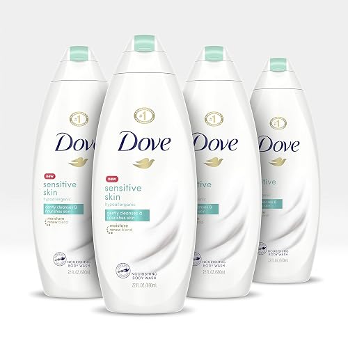 Dove Body Wash For Softer and Smoother Skin Sensitive Skin Hypoallergenic and Sulfate Free Body Wash 22 oz, 4 Count