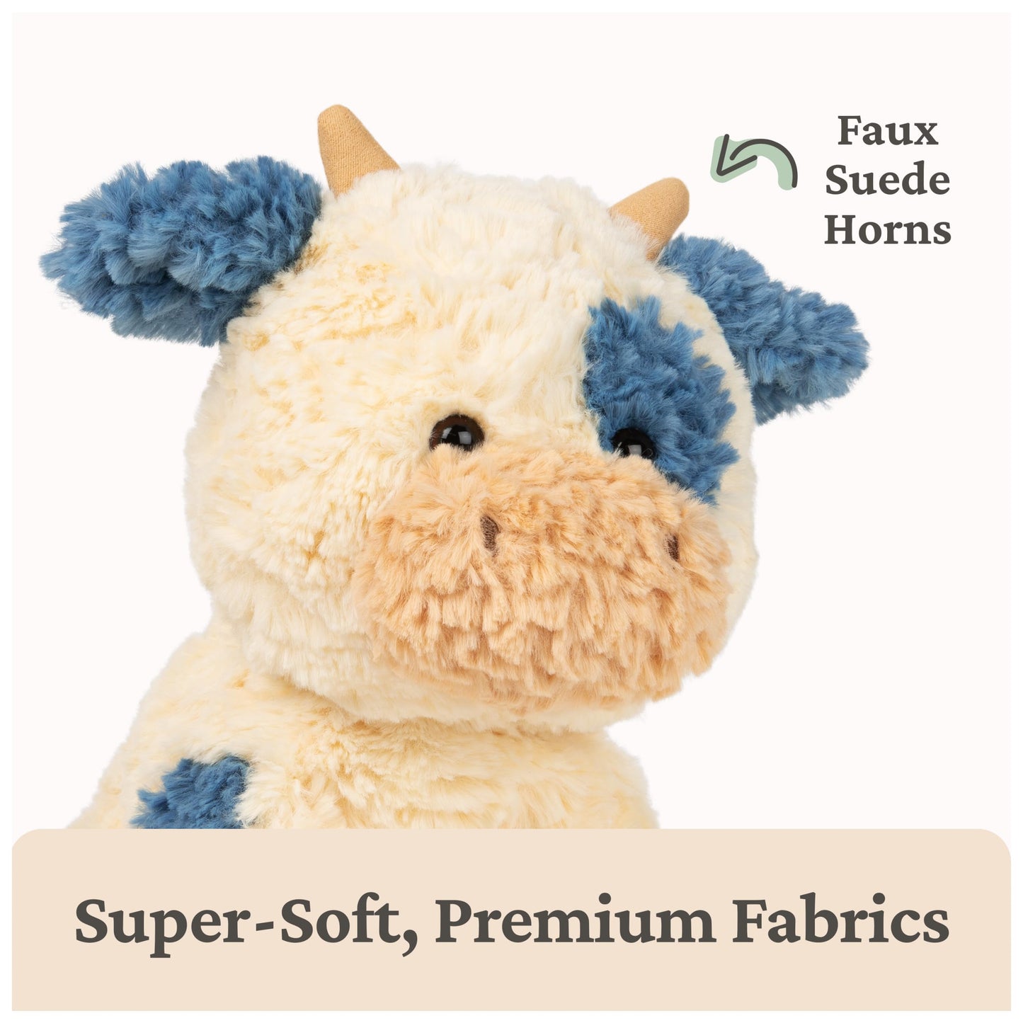 GUND Cozys Collection Cow, Stuffed Animal for Ages 1 and Up, Spring Decor Plush Toy, Cream/Blue, 10”