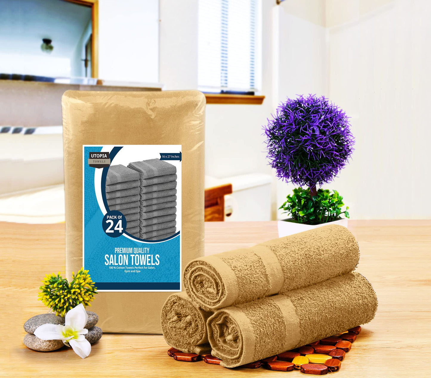 Utopia Towels, Salon Towel, Pack of 96, Not Bleach Proof, 16 by 27 Inches, Highly Absorbent Cotton Towels for Hand, Gym, Beauty, Spa, and Home Hair Beauty and Personal Care Utopia Towels