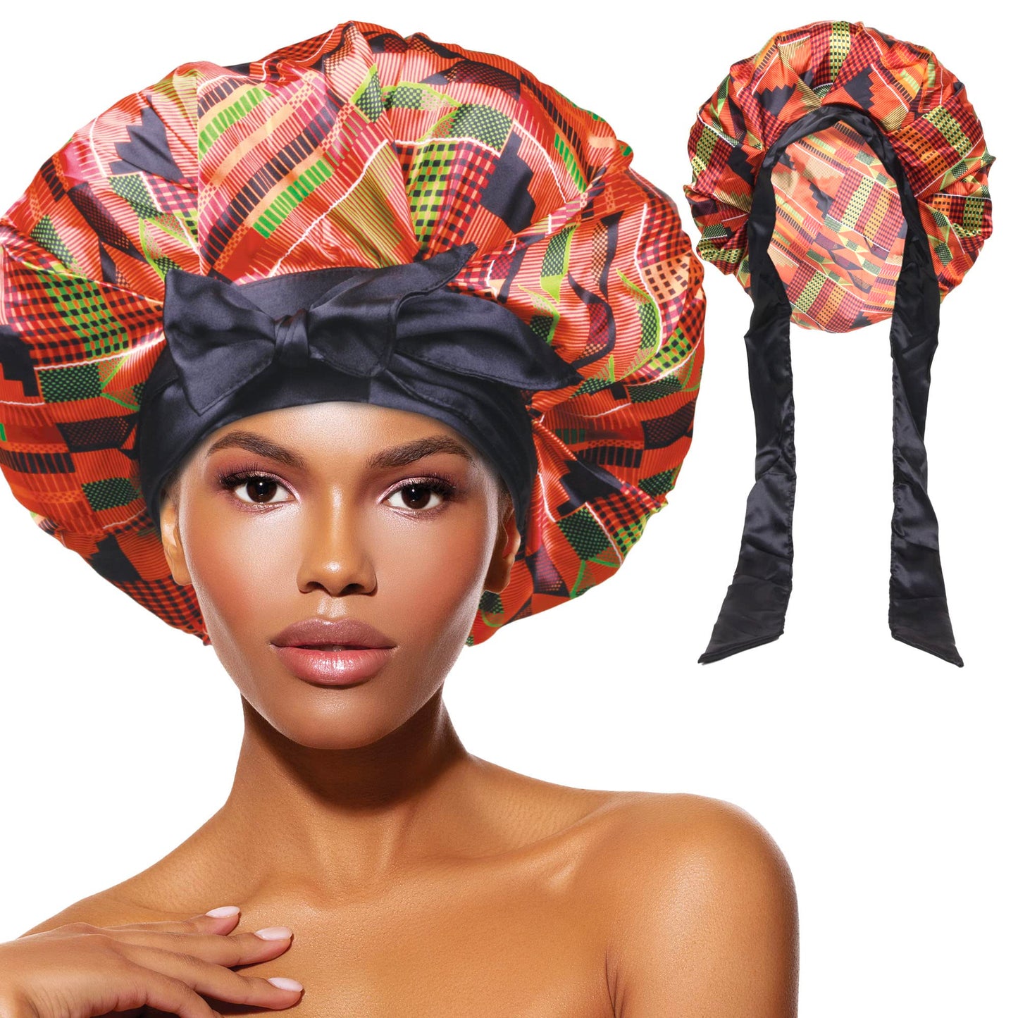 DONNA Large, Extra Large Adjustable Tie Satin Bonnet Sleep Cap 1pc Satin Headband Around Hairline & Nape Area Hair Accessories Night Cap Shower Caps
