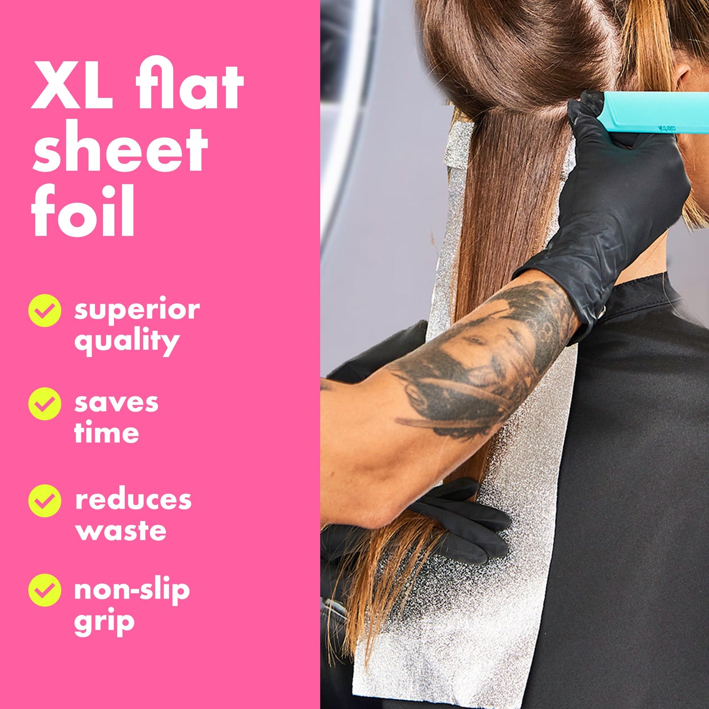 Colortrak Embossed Hair Coloring Foil Sheets, Professional, Convenient 5 x 16 inch Extra Long Pre-cut Sheets, Easy to Grab During Processing, Silver