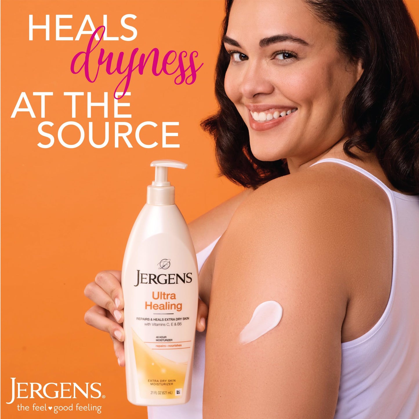 Jergens Ultra Healing Dry Skin Lotion, Hand and Body Moisturizer for Quick Absorption into Extra Dry Skin with Hydralucence Blend, Vitamins C, E
