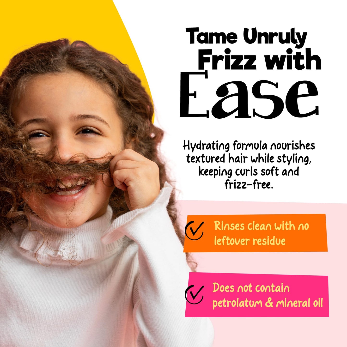 CurlyKids Kids Texture Foam - Lightweight Curl Defining Mousse for Curly, Coily, Kinky & Wavy Hair - Frizz Control, Moisturizing & Shine-Boosting Hair