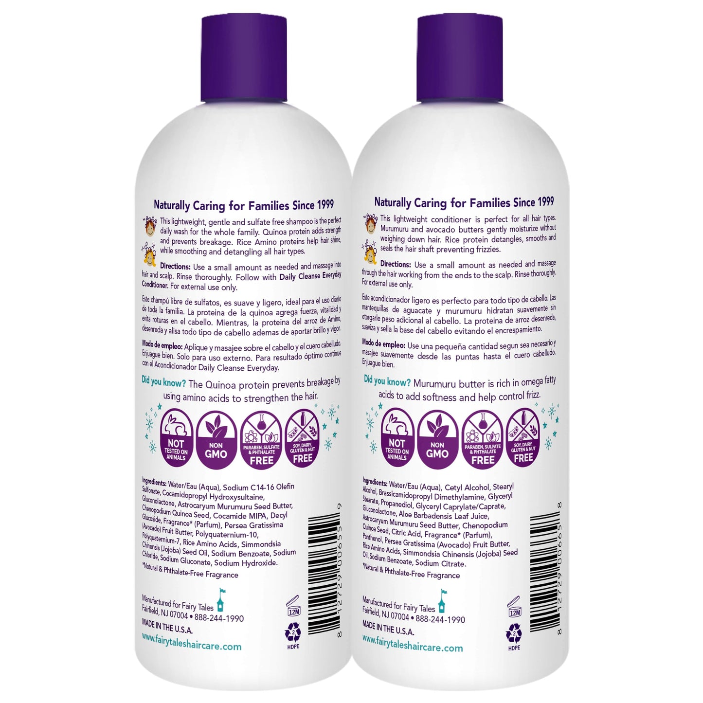 Fairy Tales Daily Cleanse Everyday Kids Shampoo + Conditioner set - Gentle Natural Defining Product, Tangle Free, Moisturizing and Hydrating, Clean +