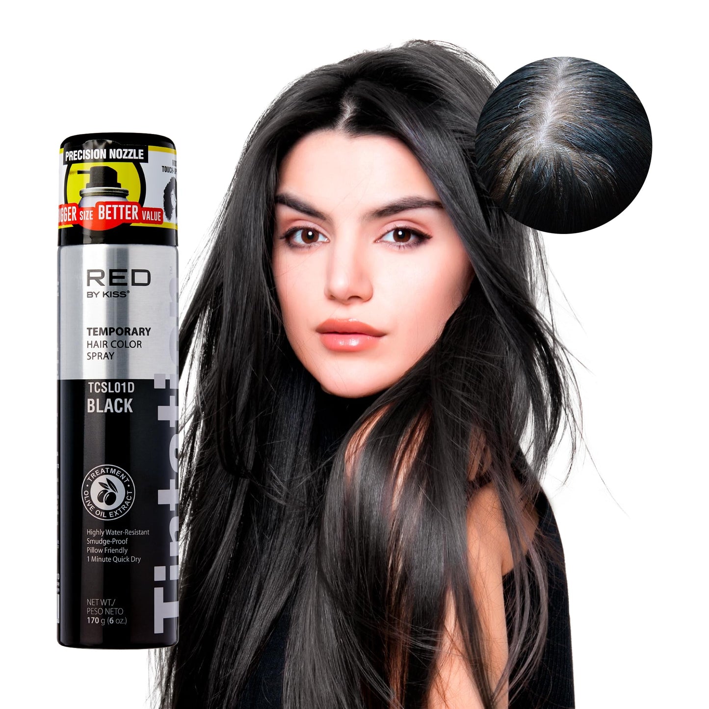 Red by Kiss Tintation Temporary Hair Color Spray, Instant Gray Root Touch Up Coverage, Water-Resistant & Smudge-Proof, Easy Wash Out, Barber