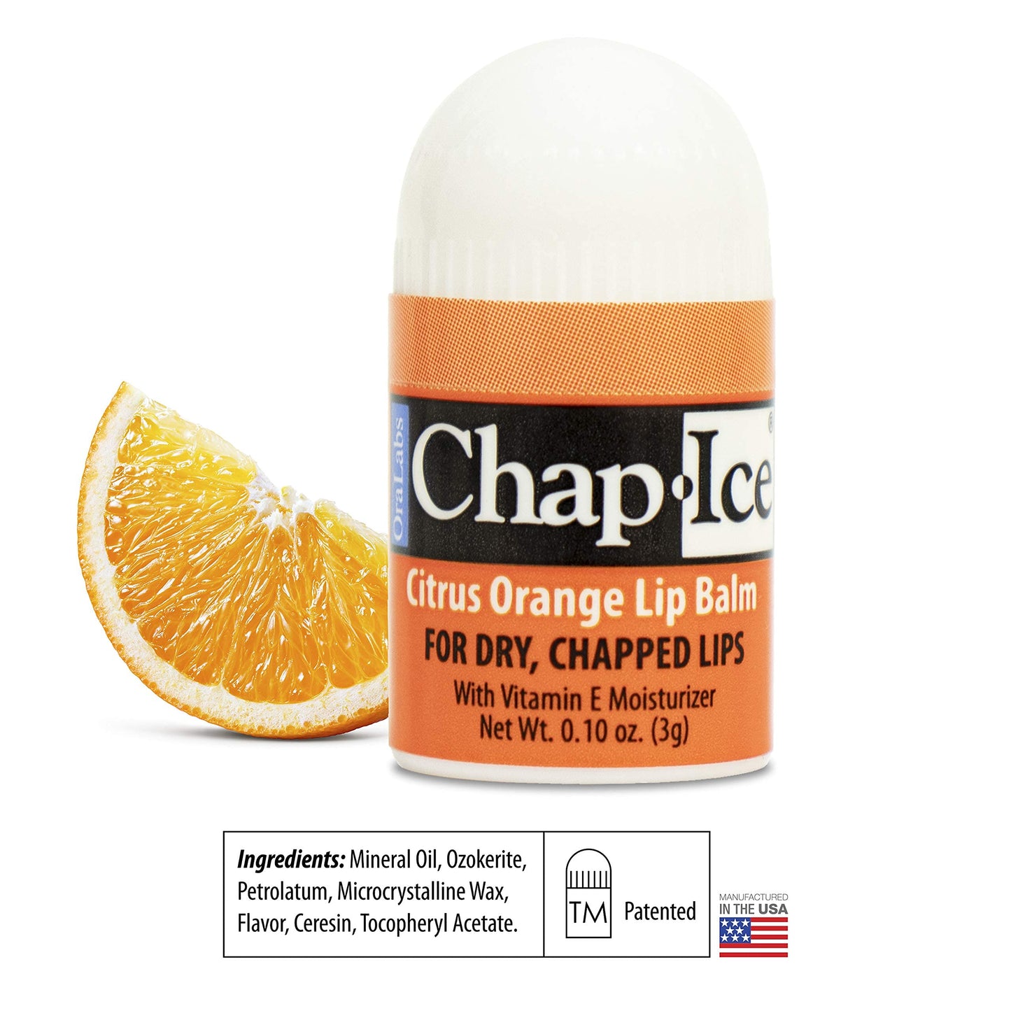 Chap-Ice® | 12-Count Assorted Mini Lip Balm Pack & 1 Lip Balm Keychain with Swivel Clip | Made in USA | 4 Flavors - Cherry, Citrus Orange, Kiwi Lime