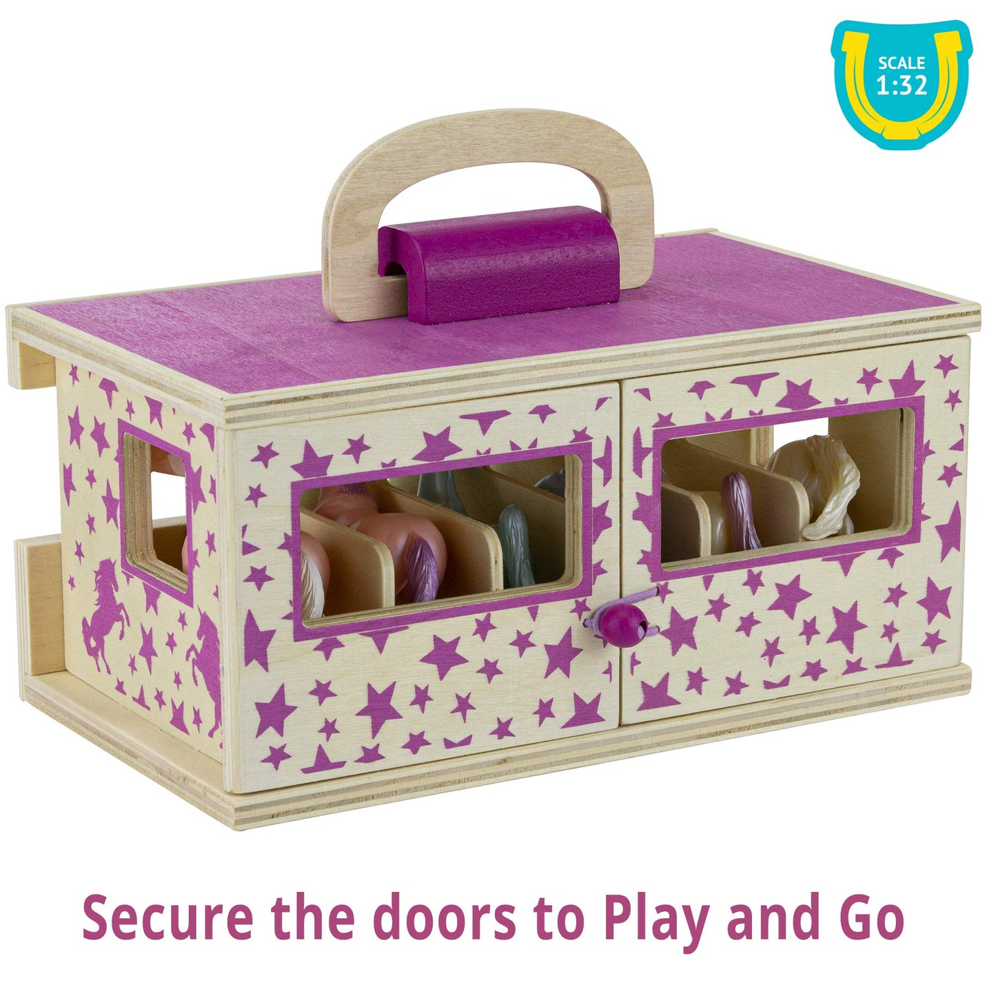 Breyer Unicorn Magic Wooden Carry Stable Playset – 6 Hand-Painted Unicorn Horses in Case, Imaginative Playset & Gift for Kids Ages 4–8