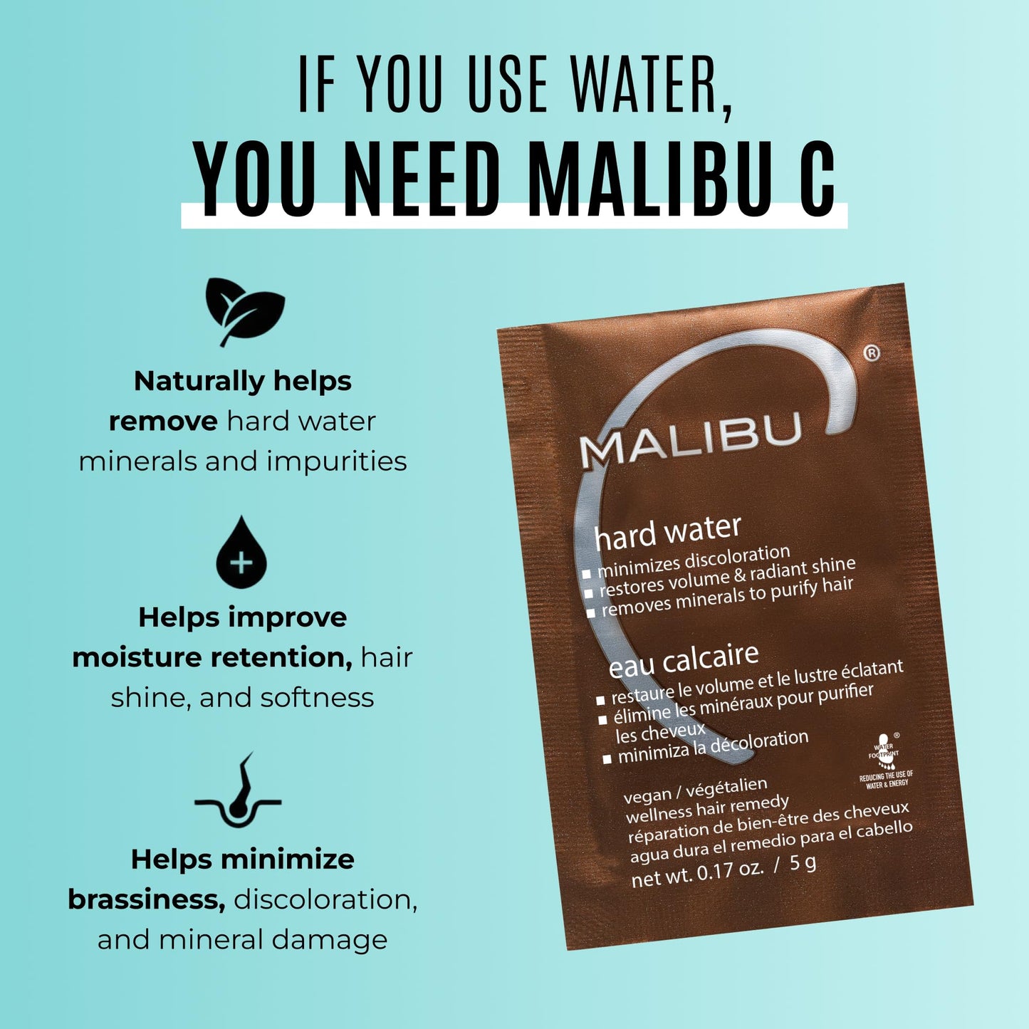 Malibu C Hard Water Hair Remedy - Chelating Treatment Packets for Mineral Buildup & Scalp Detox - Removes Deposits, Prevents Discoloration, Restores Beauty and Personal Care Malibu C