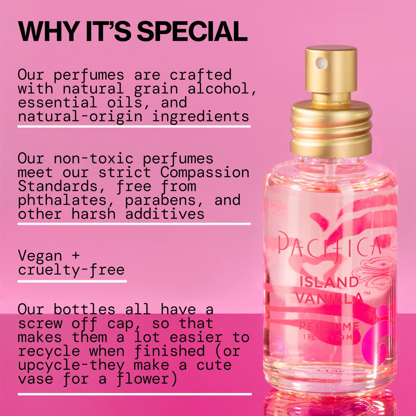 Pacifica Island Vanilla Perfume - Clean Vanilla Fragrance for Women - Warm Tropical Aroma - Long-Lasting Clean Beauty Non Toxic Scent, Vegan