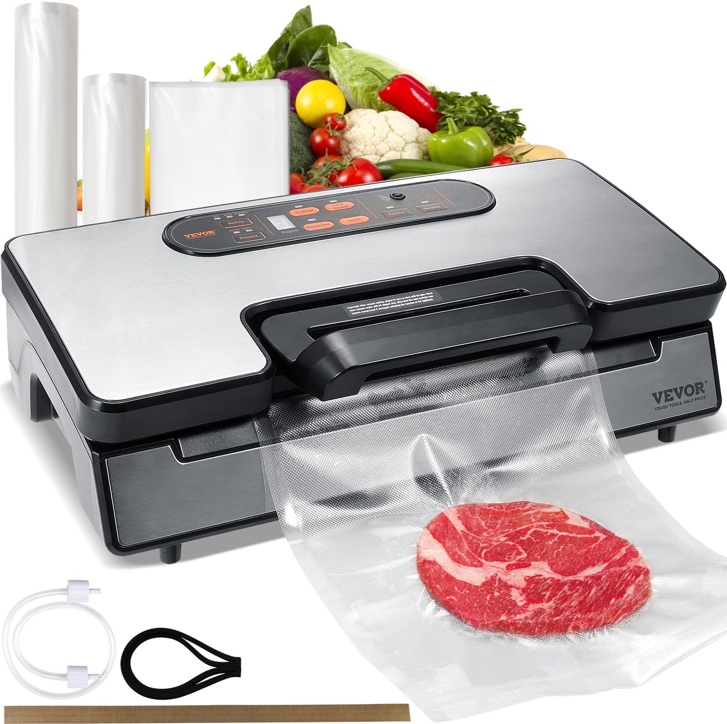 VEVOR Vacuum Sealer Machine, Food Sealer Machine,Dry and Moist Food Storage, Automatic and Manual Air Sealing System with Built-in Cutter, with Seal…