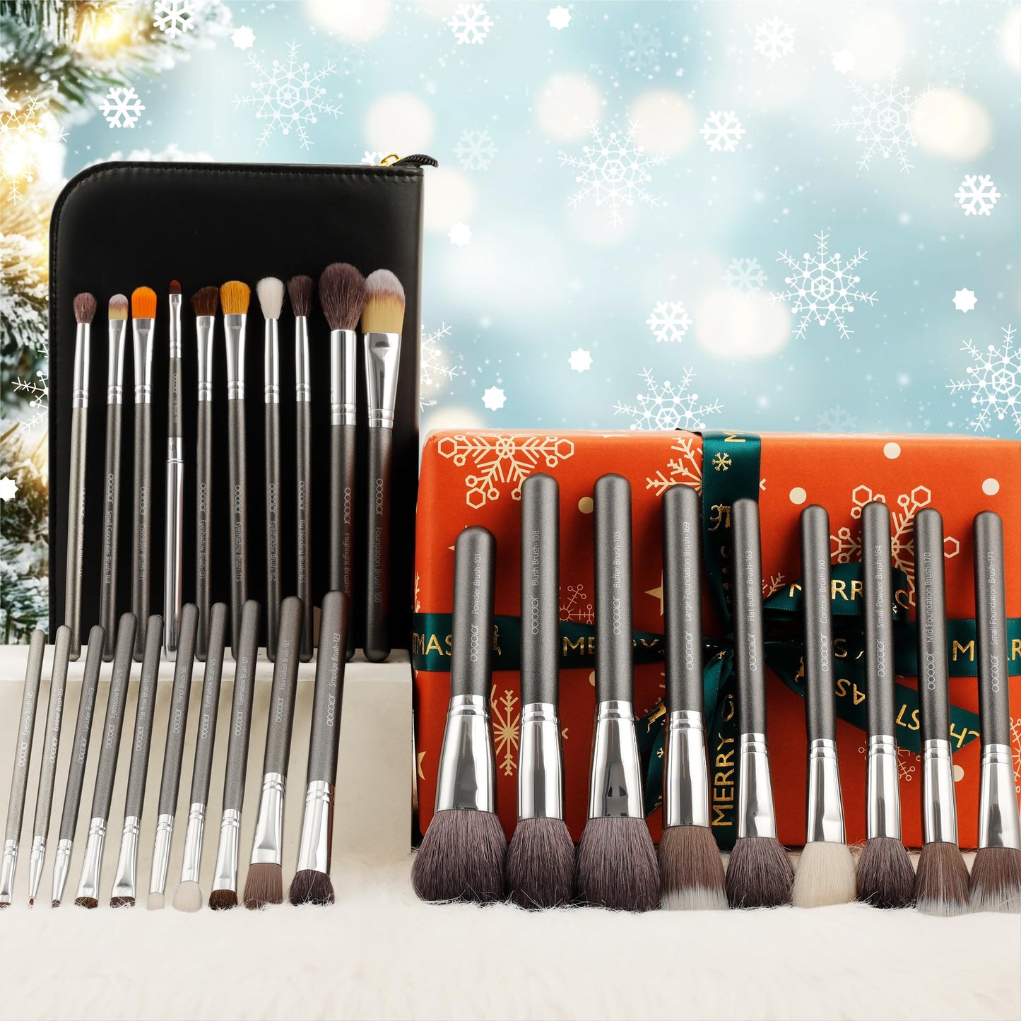 Docolor Professional Makeup Brush Set 29Pcs Makeup Brushes Valentines Day Gifts Premium Goat Synthetic Fiber Foundation Face Powder Blush Concealer