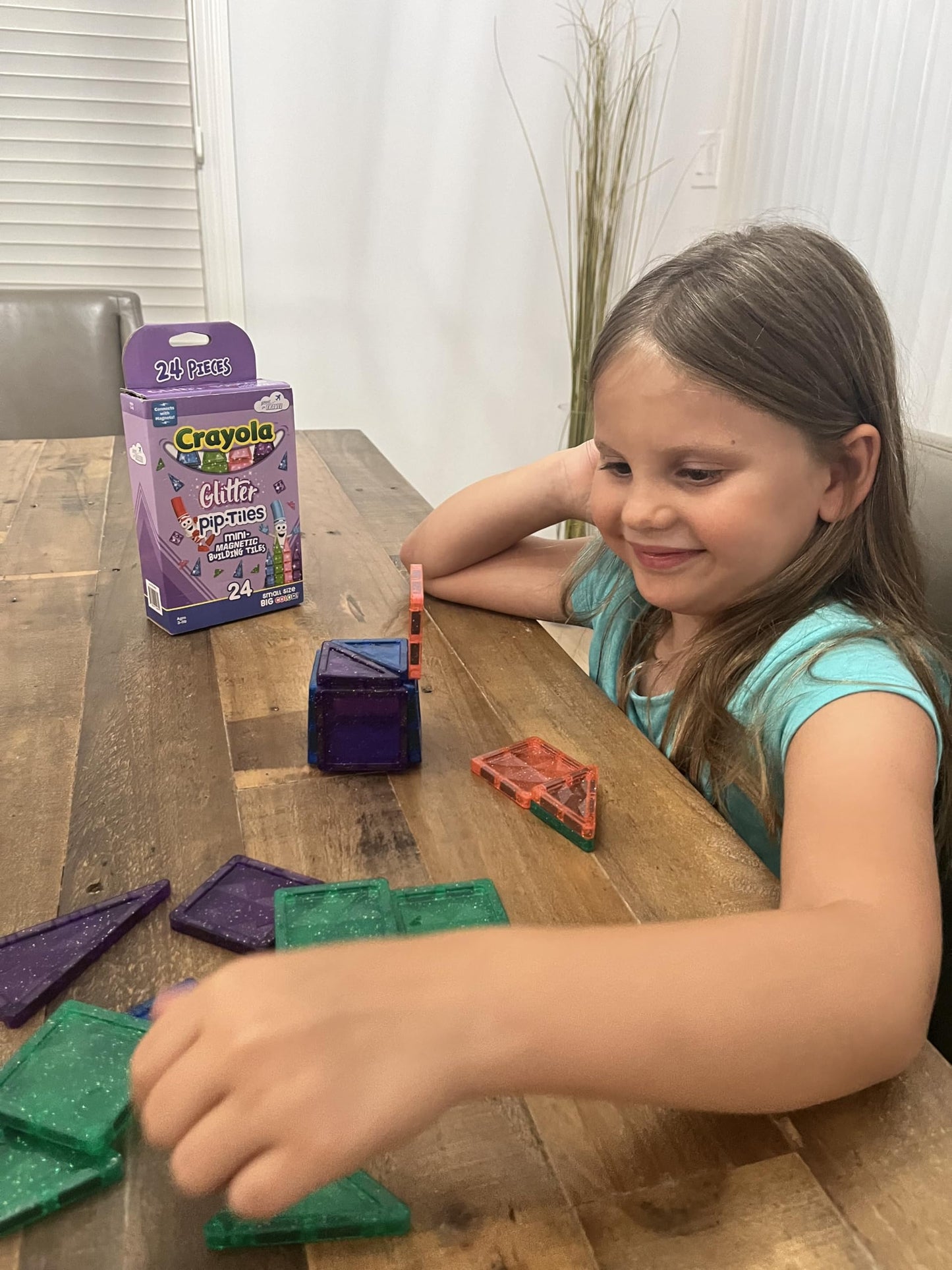 CreateOn Crayola Mini Magnetic PIP-Tiles 24pc Set (Glitter) – STEM Travel Building Toys for Kids Ages 3+, Boys & Girls
