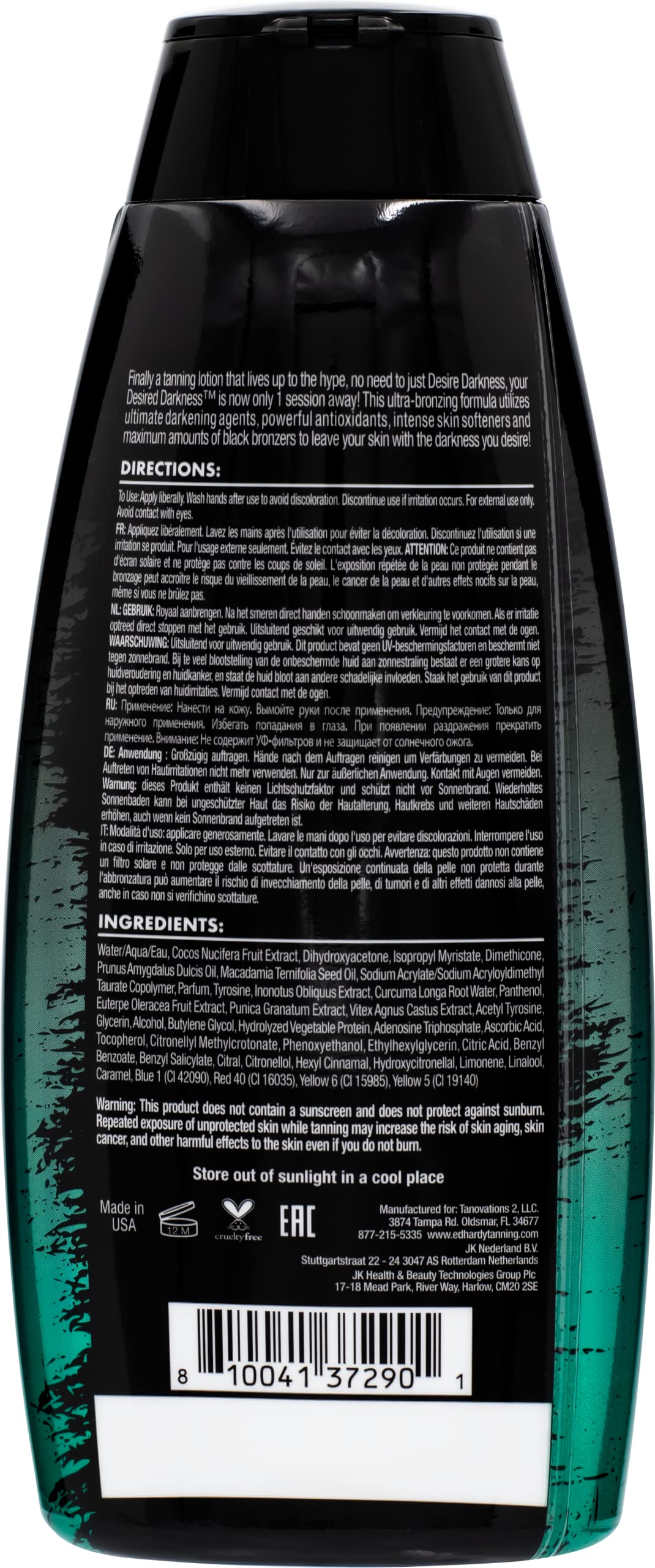 Ed Hardy Tanning Desired Darkness Dark Tanning Lotion - Rapid Release Ultra Extreme Black Bronzer Formulated for Maximum Instant Results, Tattoo