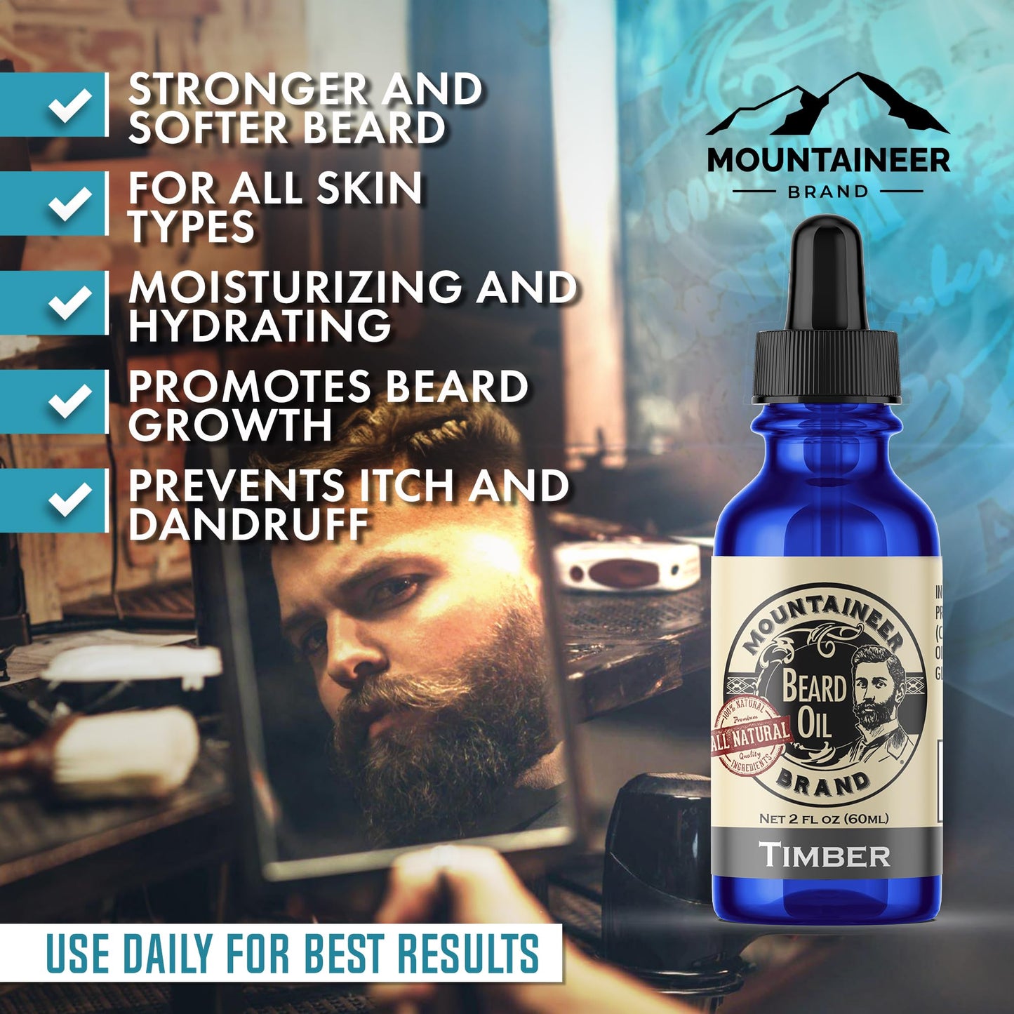 Mountaineer Brand Natural Unscented Beard Oil | Made in West Virgina | Hydrates, Moisturises, Softens & Conditions for Beard Growth | Treats Dry Itchy