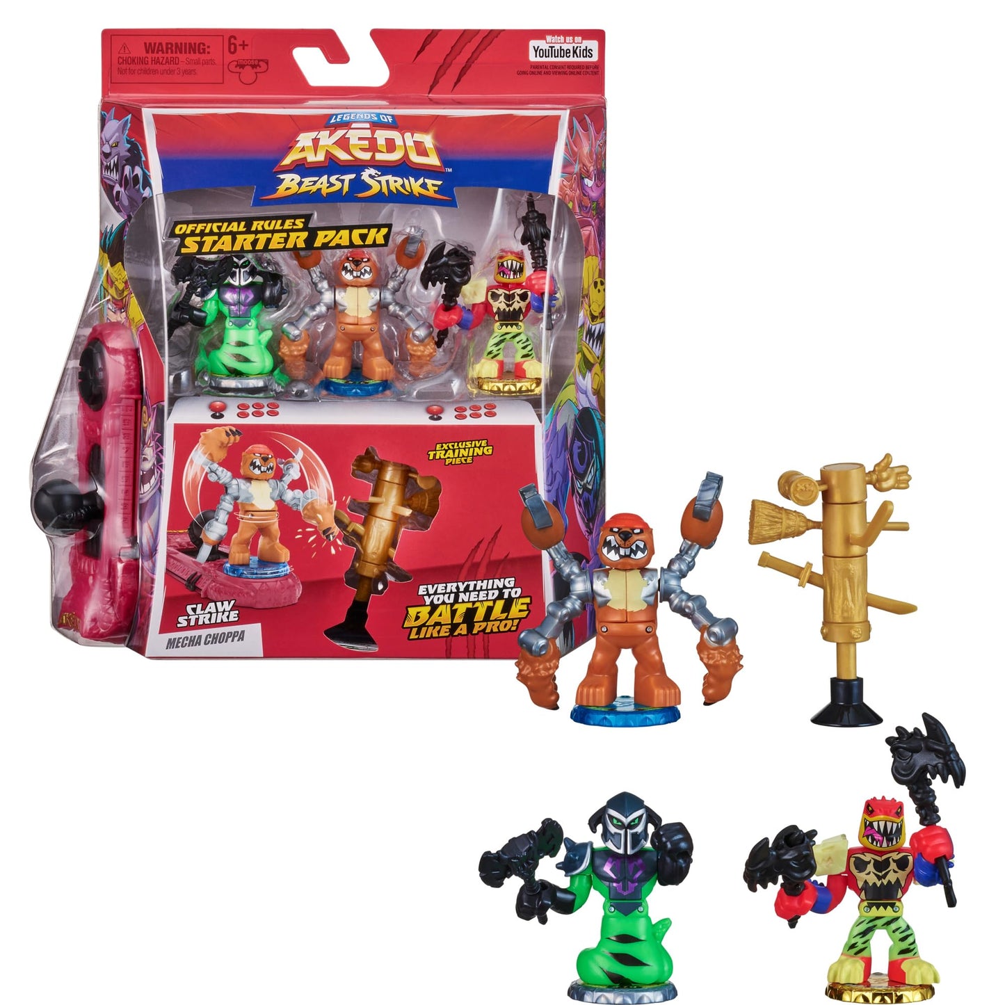 Legends of Akedo Beast Strike - Official Rules Claw Strike Starter Pack - 3 Mini Battling Warriors with Training Practice Piece and Exclusive…