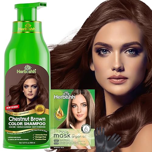 Herbishh Hair Color Shampoo for Gray Hair - Natural Hair Dye Shampoo - Colors Hair in Minutes - Lasts Up To 3-4 Weeks - 500 Ml - 3-In-1 Hair Color