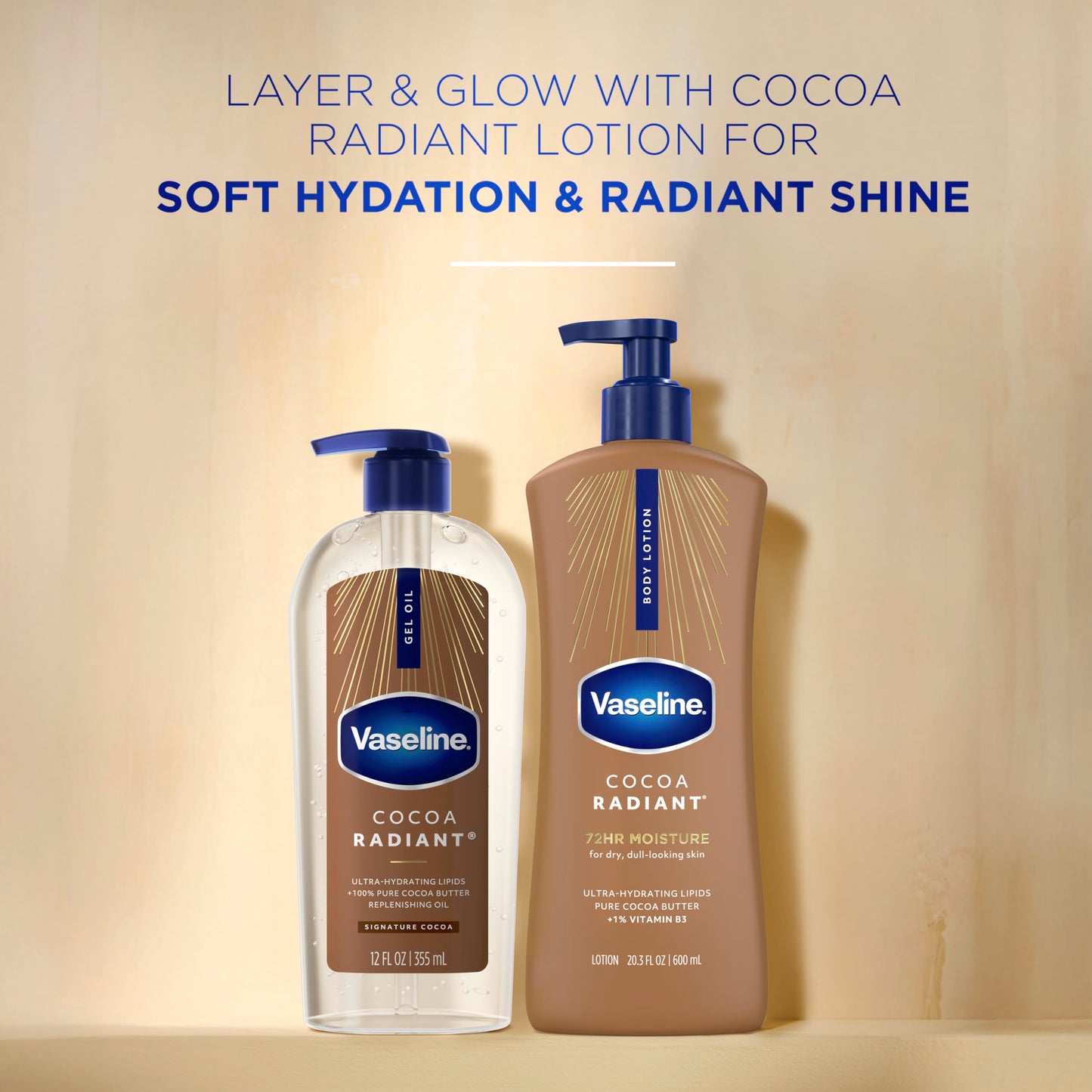 Vaseline Intensive Care Cocoa Radiant Body Gel Oil with 100% Pure Cocoa Butter, 12 oz Beauty & Personal Care Vaseline