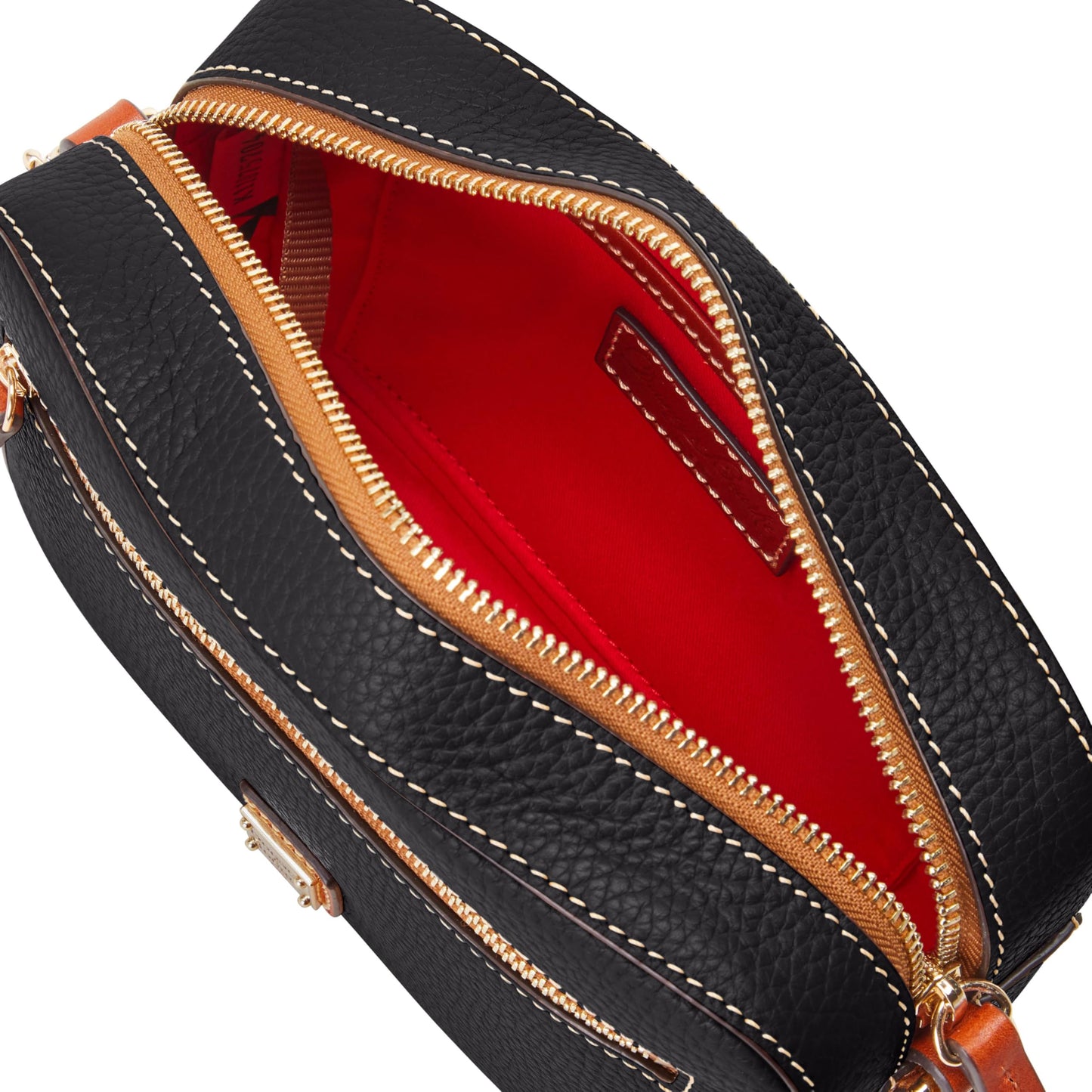 Dooney & Bourke Women's Camera Zip Crossbody in Pebble Grain Leather, Small Handbag with Adjustable Shoulder Strap, Black