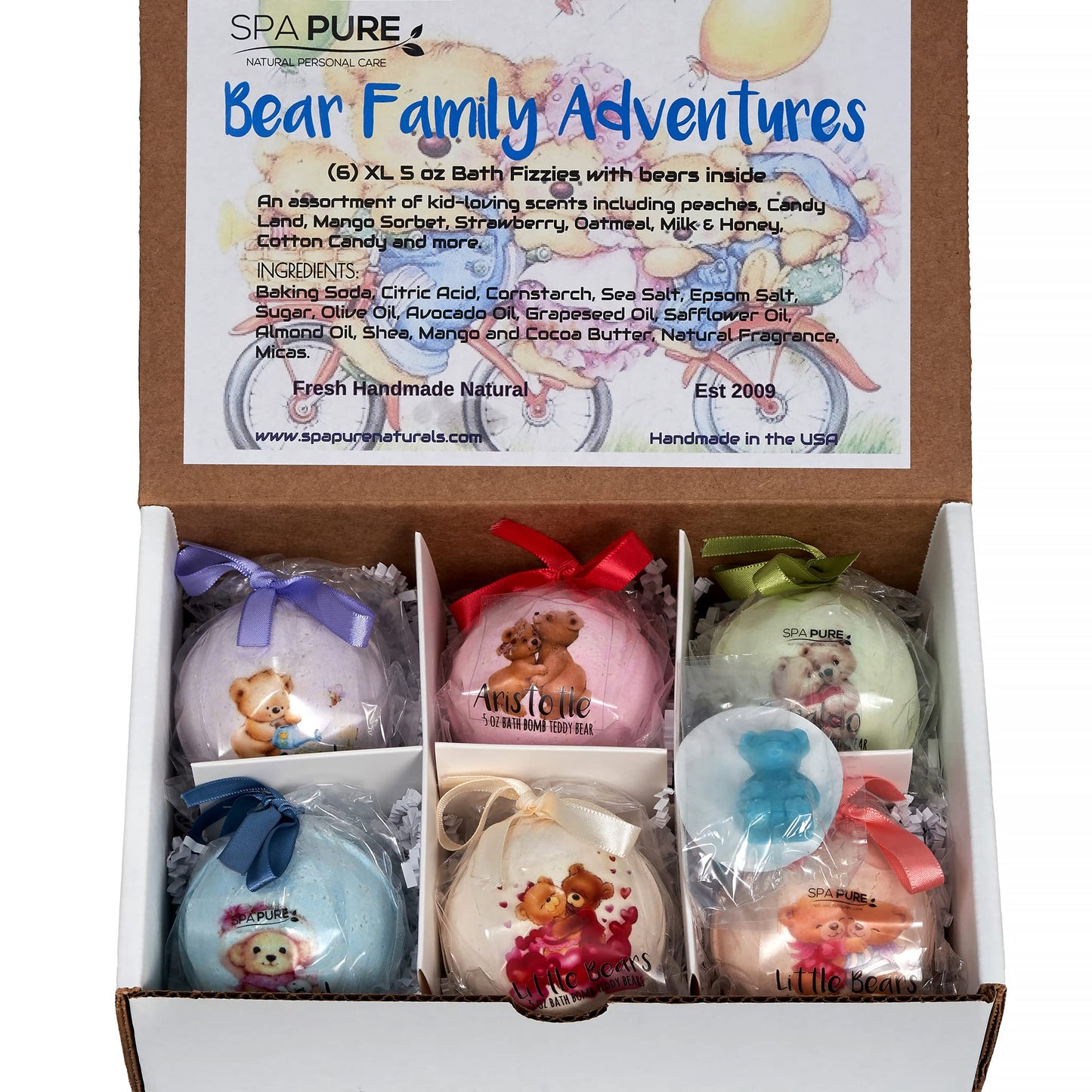 Bath Bomb Fizzies with Surprise: 6 Bear Family Toys Inside Bath Bombs, Huge Balls (5 oz) Safe, Great for Bubble Baths, Perfect for Little Girls…