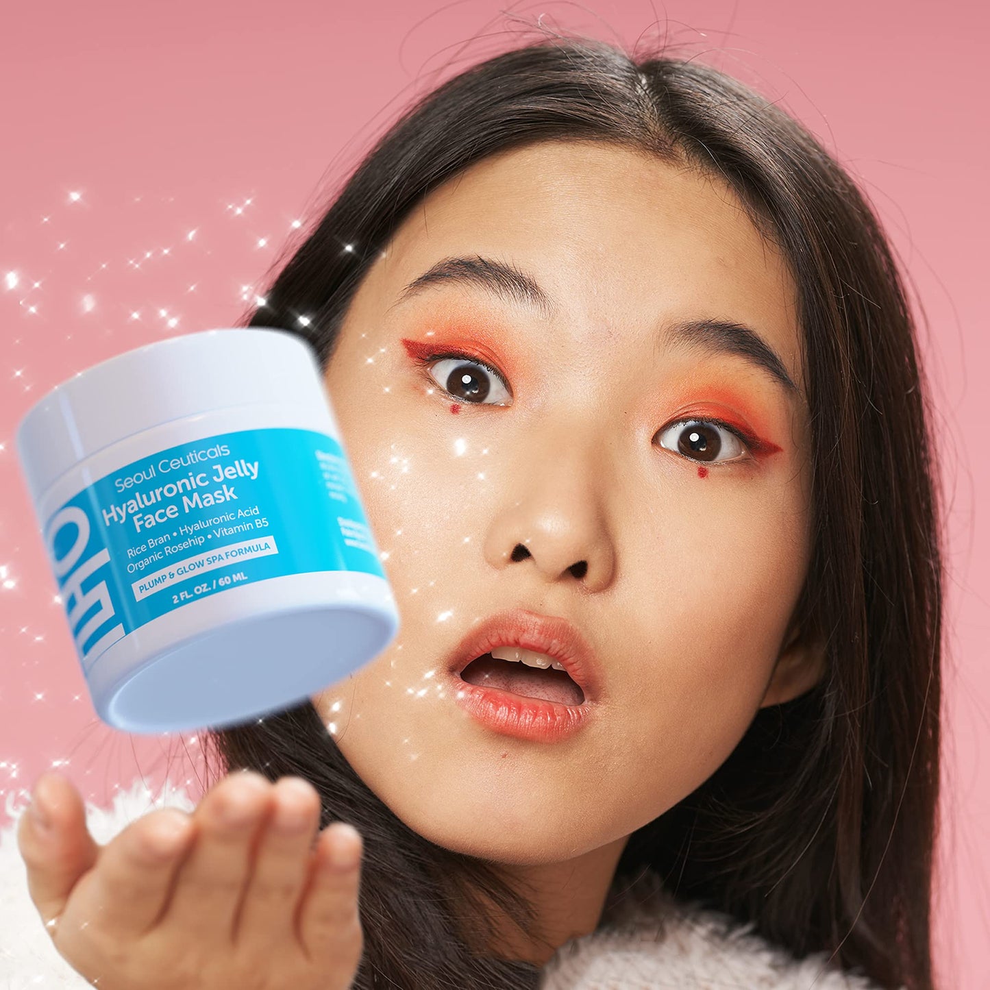 SeoulCeuticals Korean Skin Care Hyaluronic Acid Jelly Face Mask - Rice Bran + Vit B5 + Rosehip Anti Aging K Beauty Skincare for Plump Glowing Skin 2oz