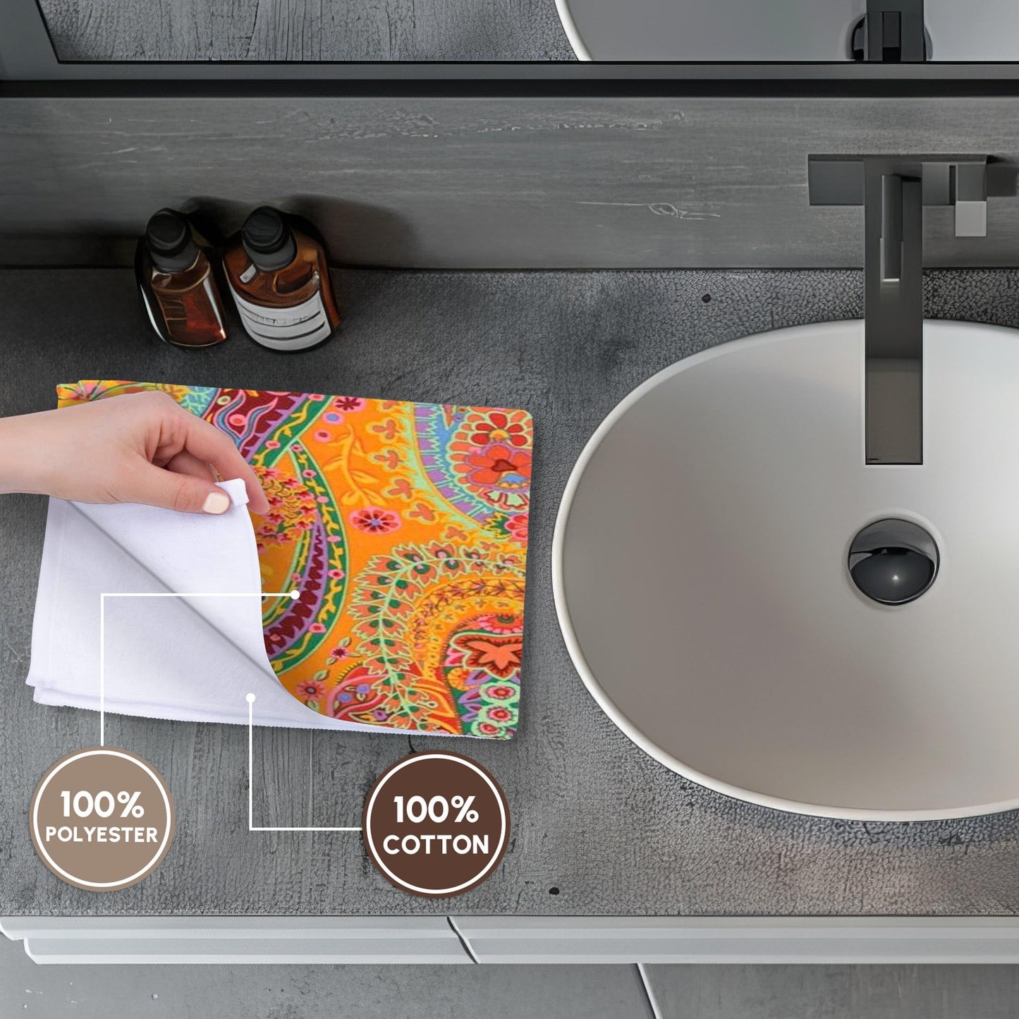 3D Rose Lime Orange n Pink Batik Paisley TWL_60518_1 Towel, 15" x 22"