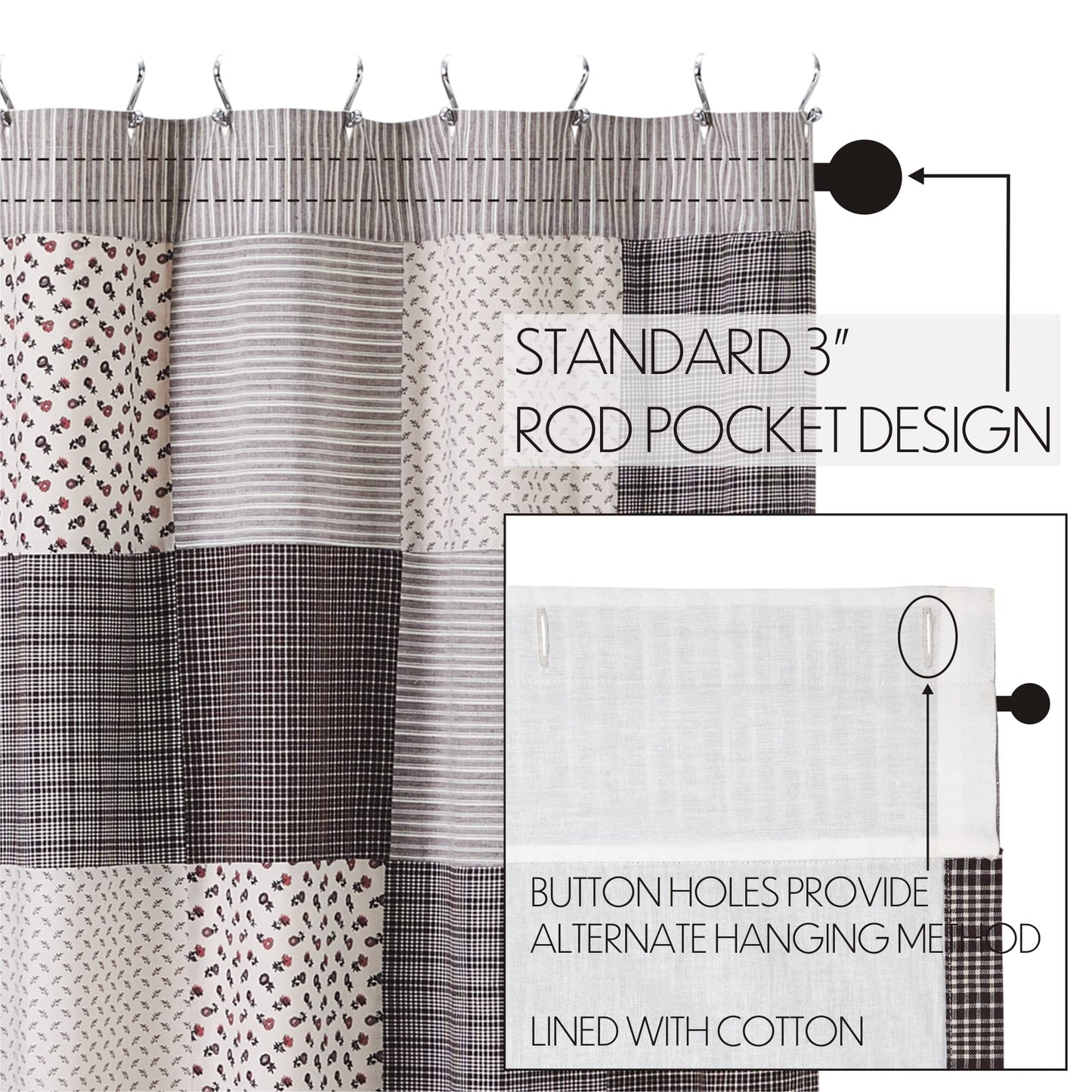 VHC Brands Florette Patchwork Shower Curtain 72x72