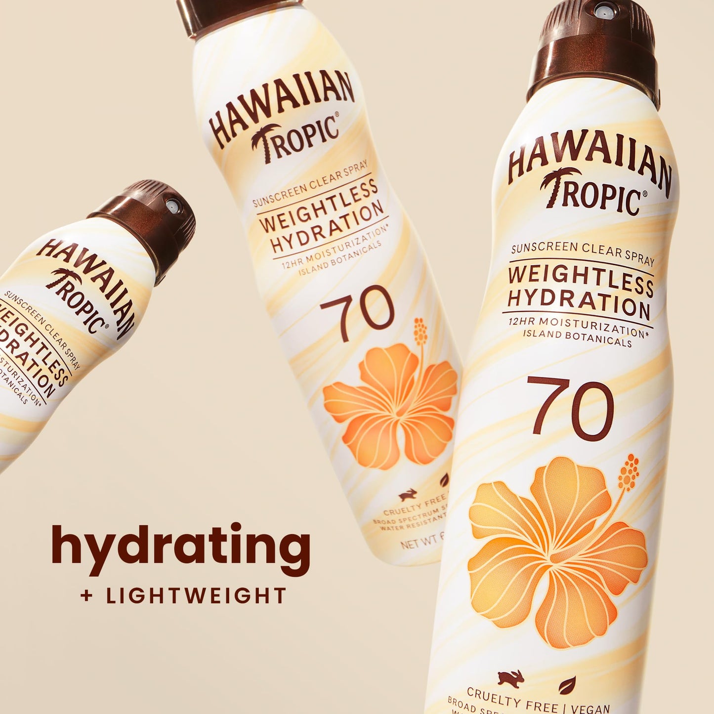 Hawaiian Tropic Weightless Hydration Sunscreen Spray SPF 70, 6oz | High SPF Sunblock, Oxybenzone Free, Hawaiian Tropic Spray Sunscreen, 6oz