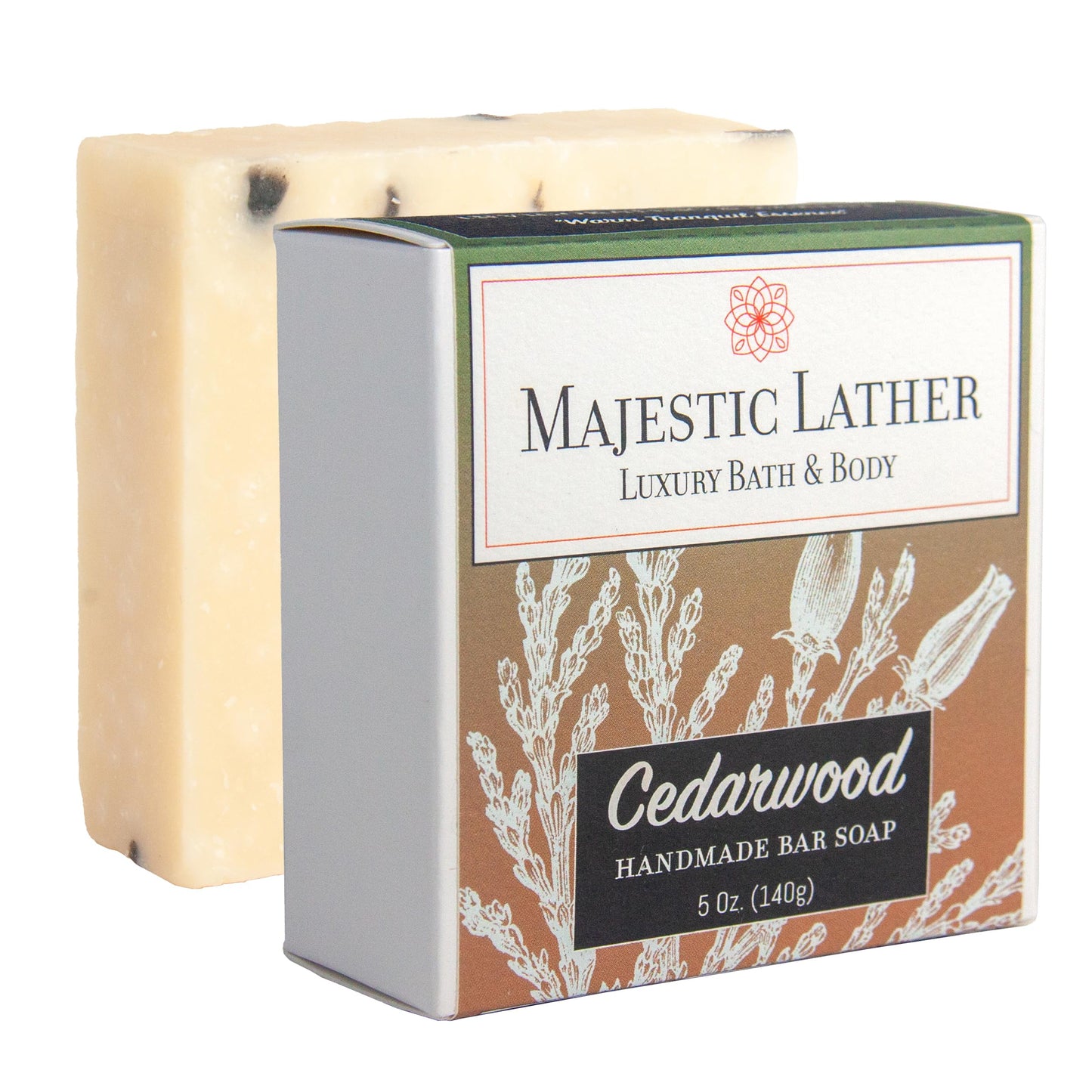 Cedarwood Luxury Handmade Bar Soap for Face & Body, Skin Soothing, Gentle Cleansing, Moisturizing & Nourishing - Shea Butter & Natural Oils. Cold Beauty & Personal Care Majestic Lather