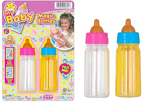 Ja-Ru Magic Baby Doll Bottles Milk Bottle and Juice Bottle, Great Baby Doll Accessories. Set with 2 Bottles. 701-1
