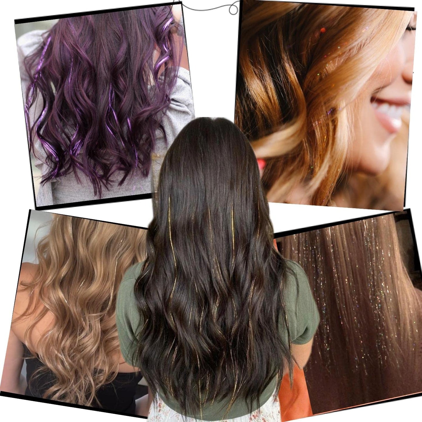 Sky Blue Hair Tinsel, Packs of 6Pcs Clip in Tinsel Hair Extensions 20.5 Inch Heat Resistant Fairy Hair Tinsel Kit for Women Girls Glitter Hair Beauty and Personal Care Ubeleco