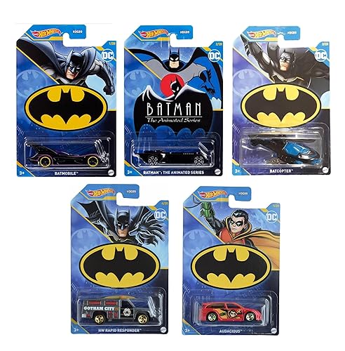 Hot Wheels Batman 2023 Batmobile Complete Set of 5 Diecast Vehicles Bundle Mix 1 from HDG89-956E Release