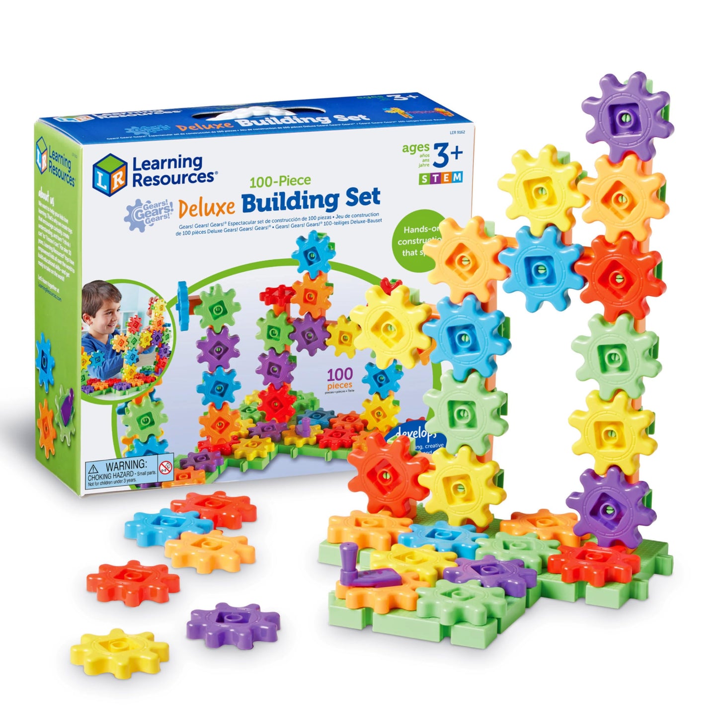 Learning Resources Gears! Gears! Gears! 100-Piece Deluxe Building Set - Preschool STEM Construction Toy for Toddlers and Kids Ages 3+