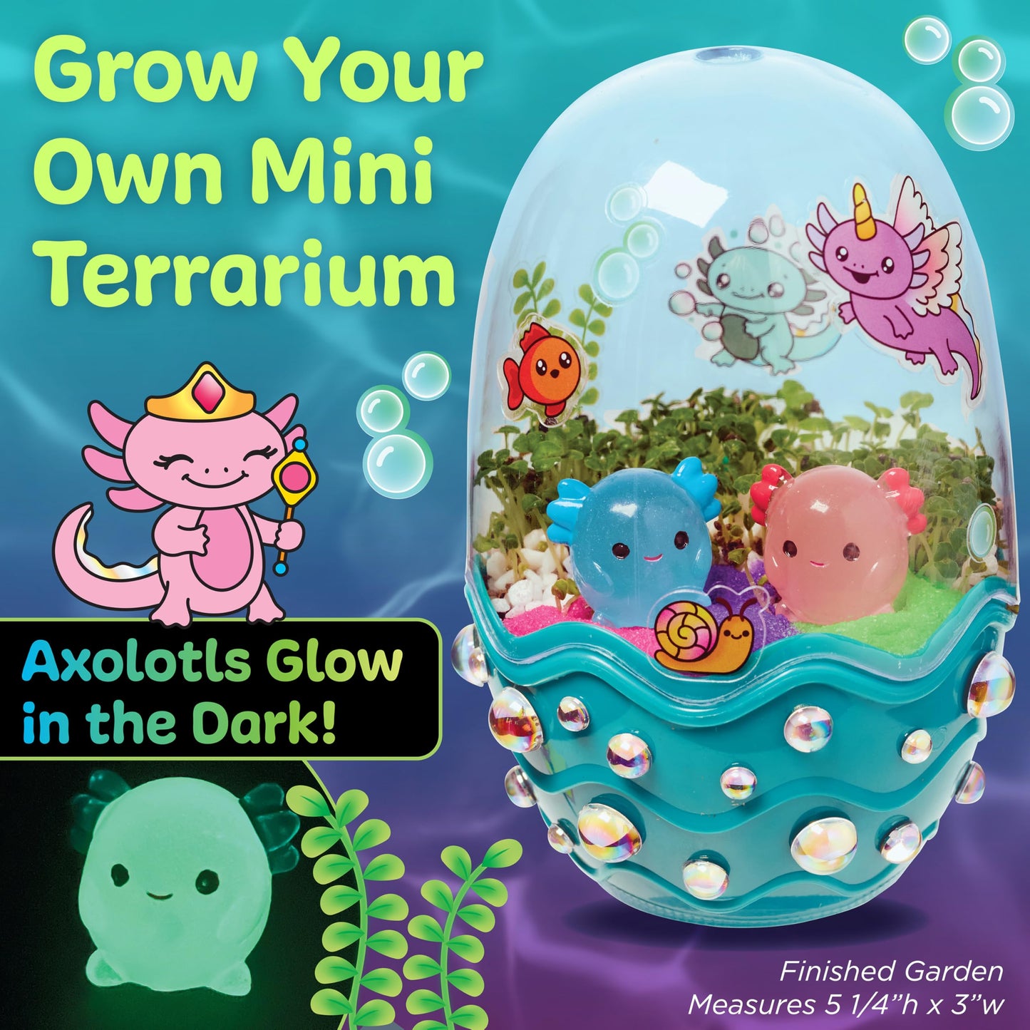 Creativity for Kids Mini Garden: Axolotl Terrarium – STEM Science & DIY Arts & Crafts Kit for Kids, Fun Gift & Stocking Stuffer for Ages 6+