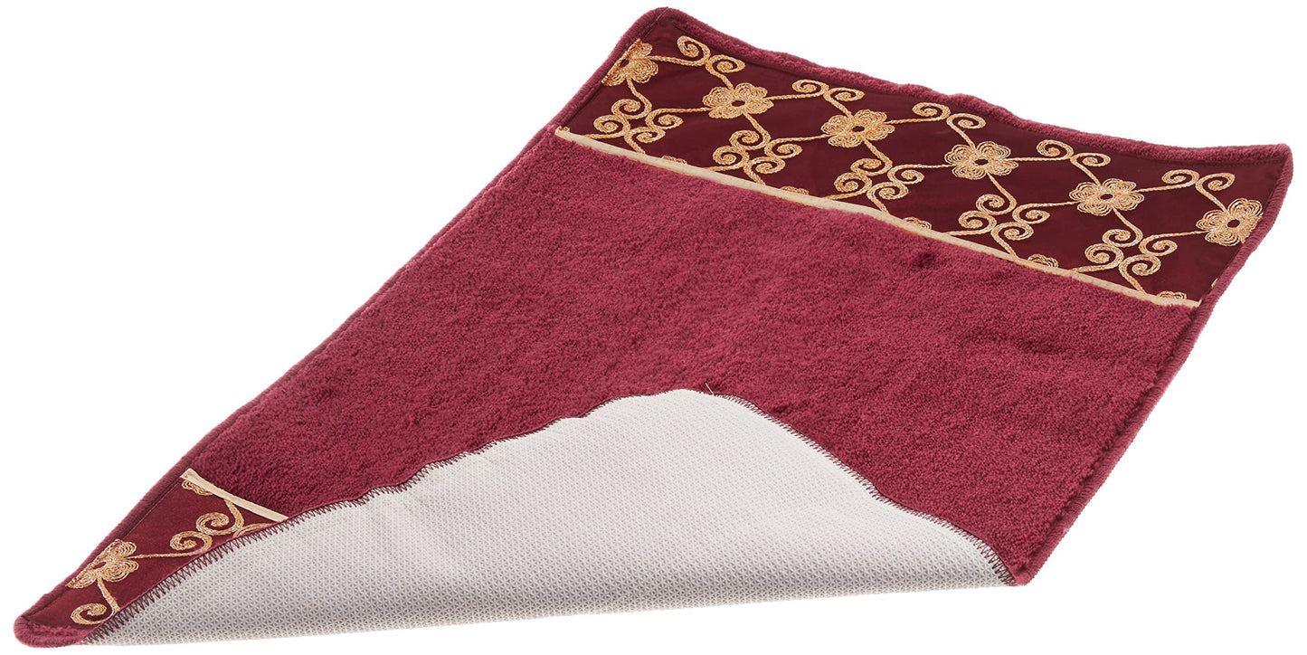 Popular Bath Bath Rug, Vlegant Rosa Collection, Burgundy/Gold