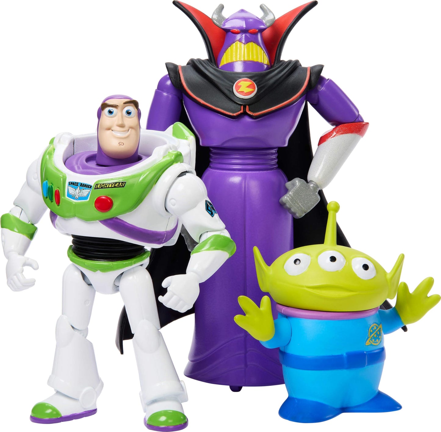 Mattel Disney Pixar Storytellers Story Intergalactic 3-Pack of Action Figures, 4-Inch Scale Buzz Lightyear, Zurg & Alien Posable Toys