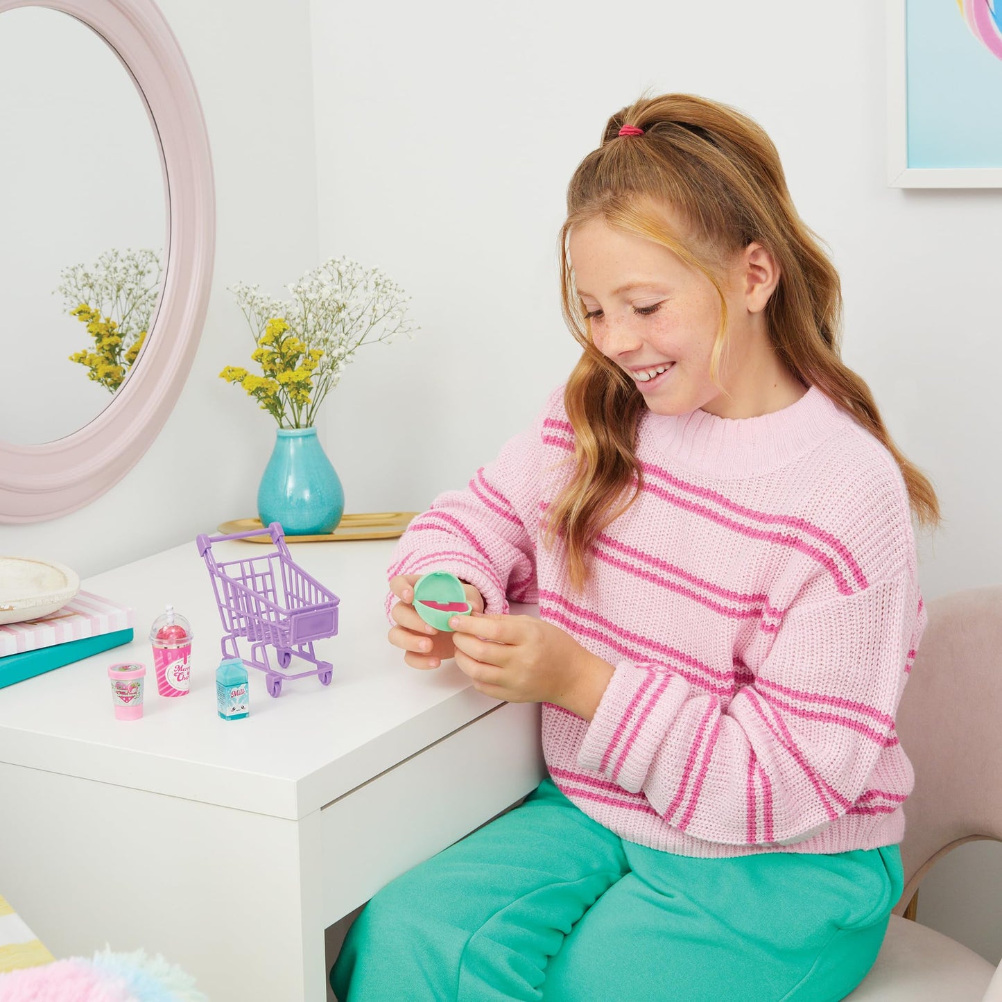 3C4G: Tiny Treats Trolley Lip Gloss Set with Scented Lip Glosses & Rolling Mini Shopping Cart for Girls Ages 8+