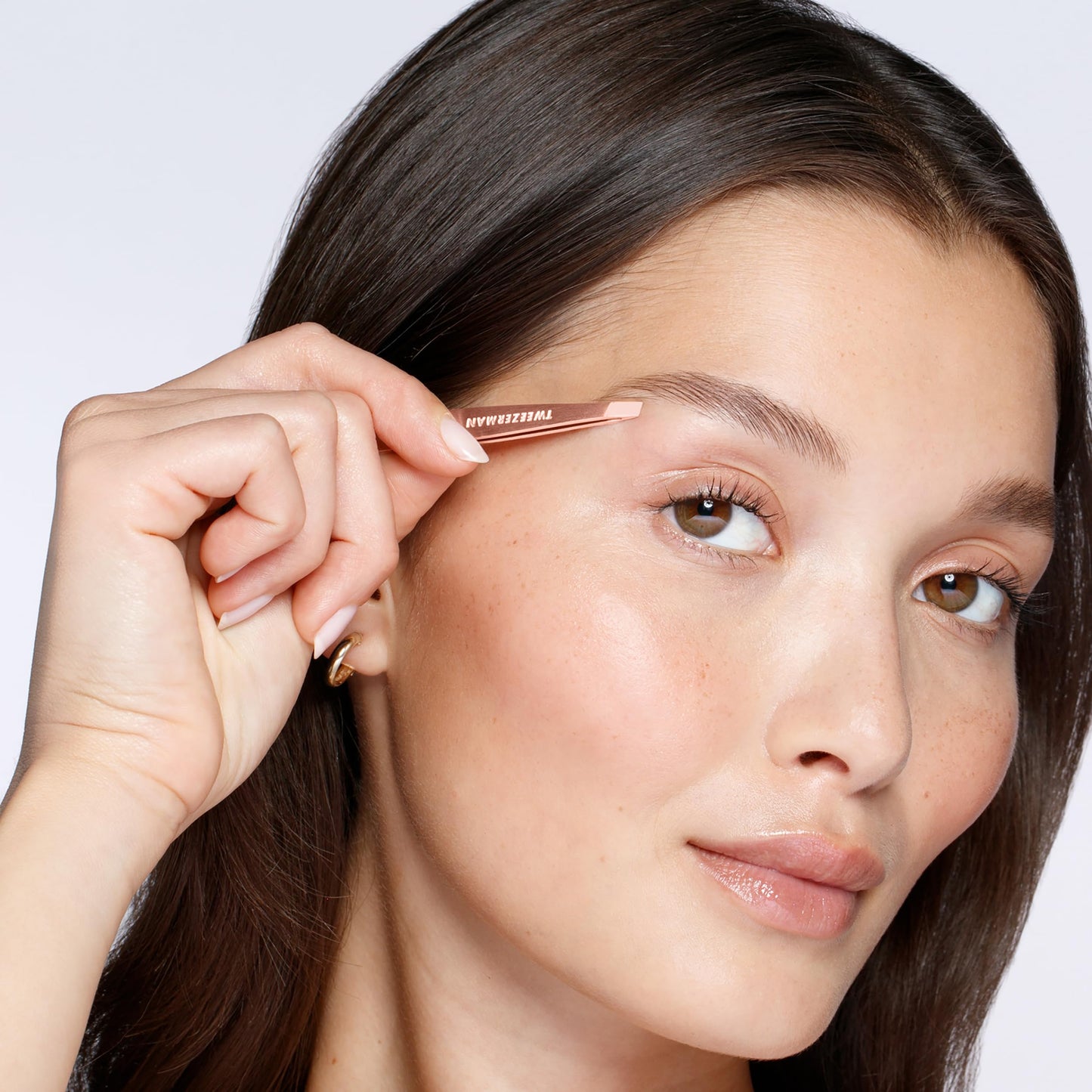 Tweezerman Rose Gold Mini Slant Tweezer - Tweezers for Eyebrows, Travel Tweezers for Eyebrows, Facial Hair
