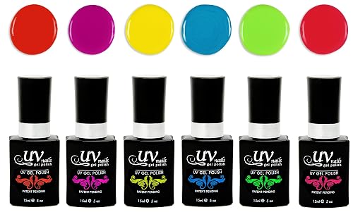 UV-NAILS Gel nail polish cure with UV or LED nail lamp gel polish for nails Set of 6 (LOS ANGELES) Beauty & Personal Care UV-NAILS