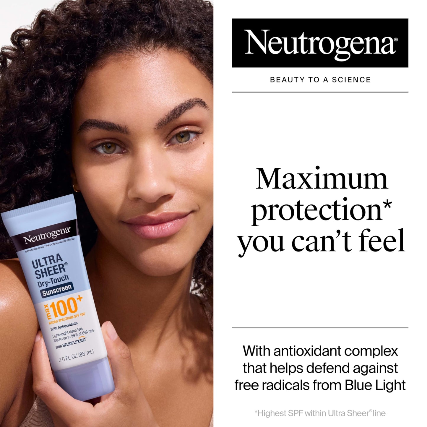 Neutrogena Ultra Sheer Dry-Touch Sunscreen Lotion, Max 100+ Broad Spectrum SPF 100 UVA/UVB Protection, Lightweight, Non-Greasy Sunscreen