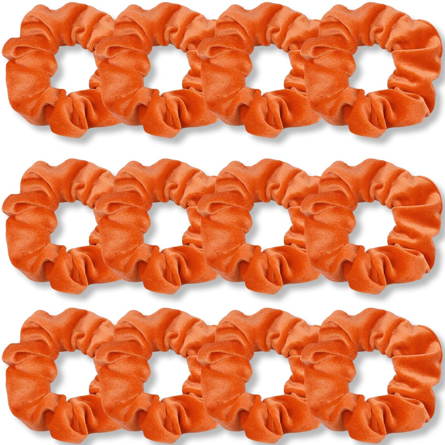 IVARYSS Orange Scrunchies, Premium Velvet Soft Fall Hair Scrunchy, Halloween Thick Elastic Bands, Hair Accessories for Women and Girls, 12 Pack