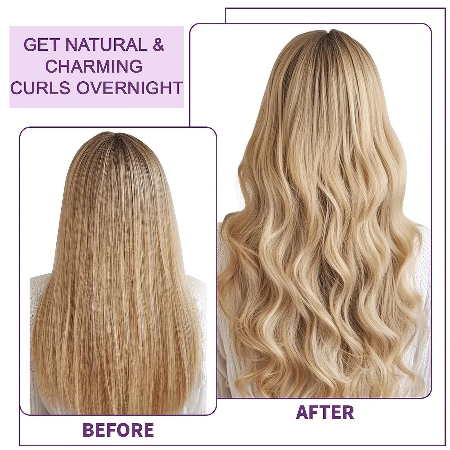 Heatless Curls Overnight Hair Curlers - 4 Pcs No-Heat Curling Rod to Sleep In,Velvet Hair Rollers with Satin Wrap Beauty and Personal Care posicurly