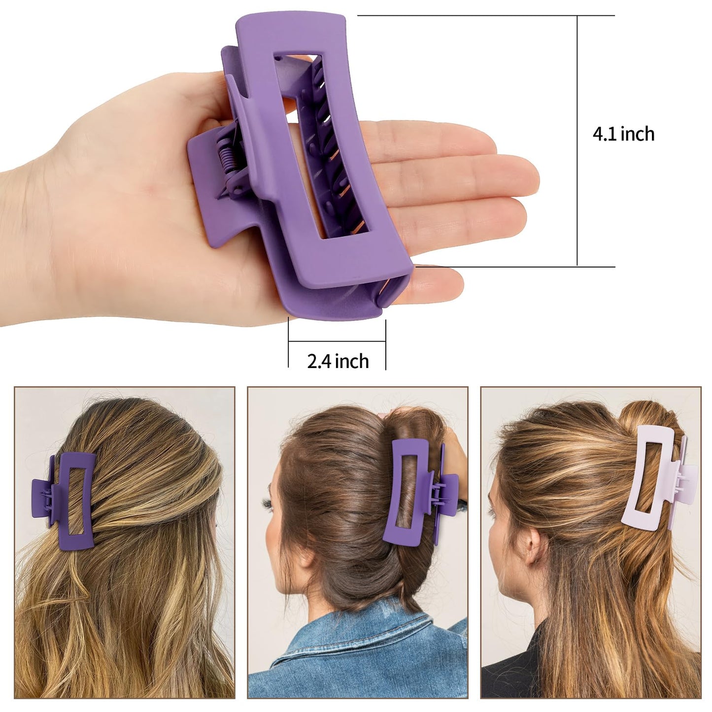 Sisiaipu 4 Inch Big Hair Claw Clips 6 Pcs Large Claw for Thick Hair Square Hair Clips for Women Rectangle Hair Clips Nonslip Acrylic Banana Jaw Clips Beauty and Personal Care Sisiaipu