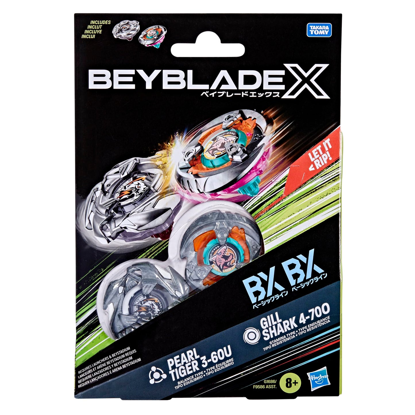 Beyblade X Gill Shark 4-70O BX & Pearl Tiger 3-60U BX Dual Pack Set with 2 Right-Spinning Tops; Authentic Takara Tomy Battle Tops; Games/Toys for…