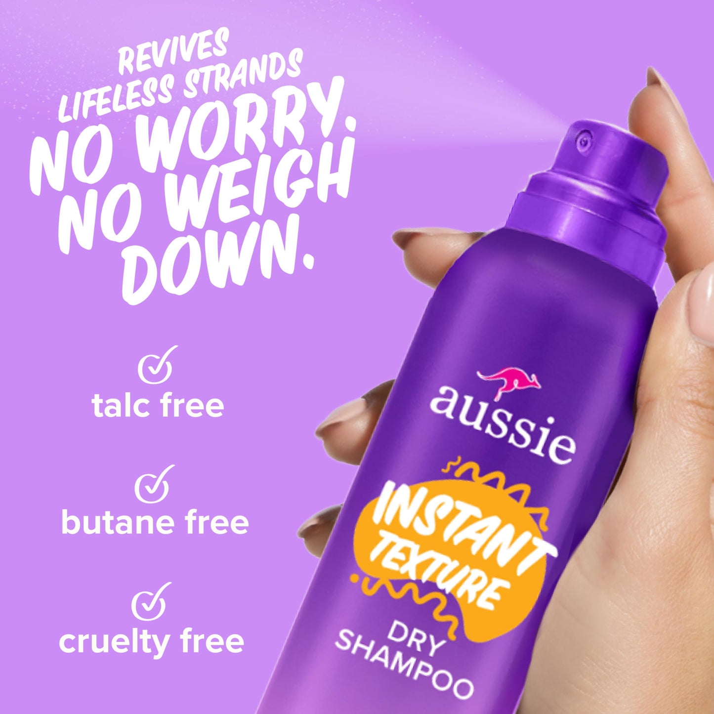 Aussie Instant Texture Dry Shampoo, Clean Texture, Talc-Free, Butane-Free, for Straight, Wavy and Curly Hair, 4.9oz Beauty and Personal Care Aussie