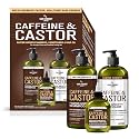 Hair Chemist Caffeine & Castor Large Shampoo/Conditioner/Hair Oil 3-PC Boxed Gift Set - Sulfate Free Shampoo & Conditioner for Growth