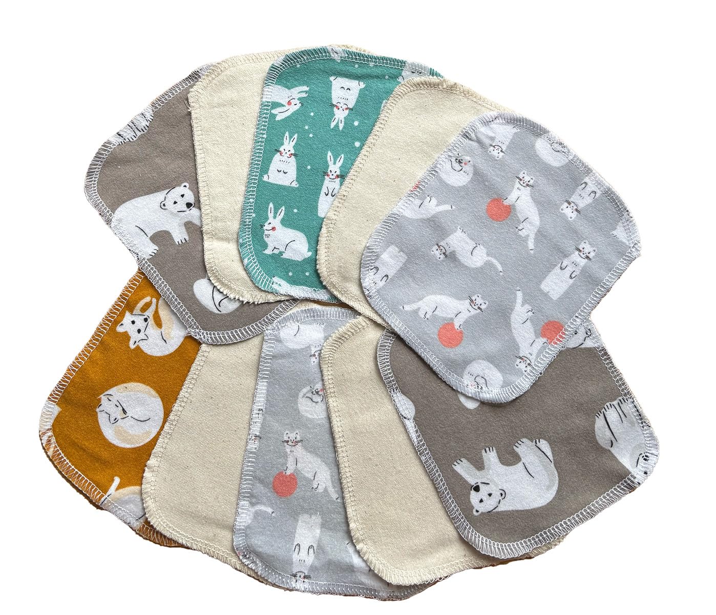 5-Count Organic Cotton Flannel Wipes - Reusable, Quick-Drying, Soft & Absorbent | Decorative Print Cloths for Delicate Skin, Facial Care & Daily