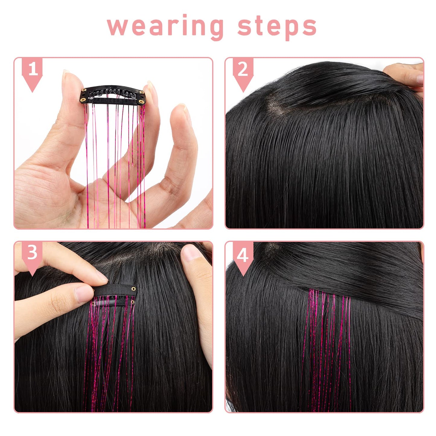 Sky Blue Hair Tinsel, Packs of 6Pcs Clip in Tinsel Hair Extensions 20.5 Inch Heat Resistant Fairy Hair Tinsel Kit for Women Girls Glitter Hair Beauty and Personal Care Ubeleco